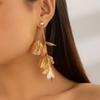 Retro Petal Earrings Studs Trendy Ginkgo Leaf Hollow Earrings Flower Long Hanging Earrings  Party