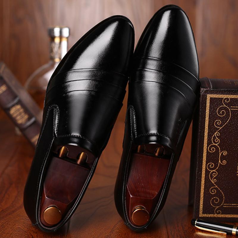 Mens Dress Shoes Lace Up Fashion Pointed Toe Men's Business Casual Shoes Black Leather Oxfords Wedding Shoes Men Big Size 49 50