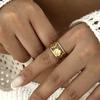 316L Stainless Steel Ocean Starfish Open Ring for Women Fashion Star Flower Irregular Geometric Ring Adjustable Finger Jewelry