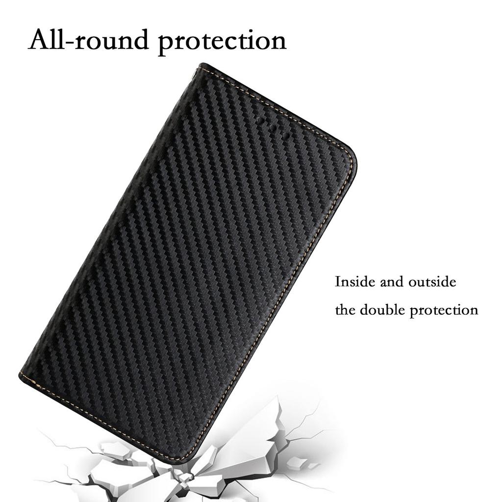 For Samsung Galaxy S24 Case Carbon Fiber Texture Wallet Stand Leather Cover