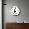 Wall Decor Clock Man Silhouette Clock, Silent Non-Ticking Round Hanging Decorative Digital Analog for Home Office Bedroom Living Room Minimalist