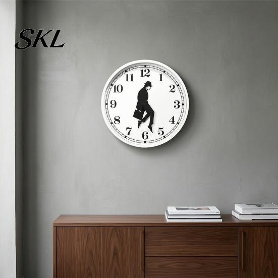 Wall Decor Clock Man Silhouette Clock, Silent Non-Ticking Round Hanging Decorative Digital Analog for Home Office Bedroom Living Room Minimalist