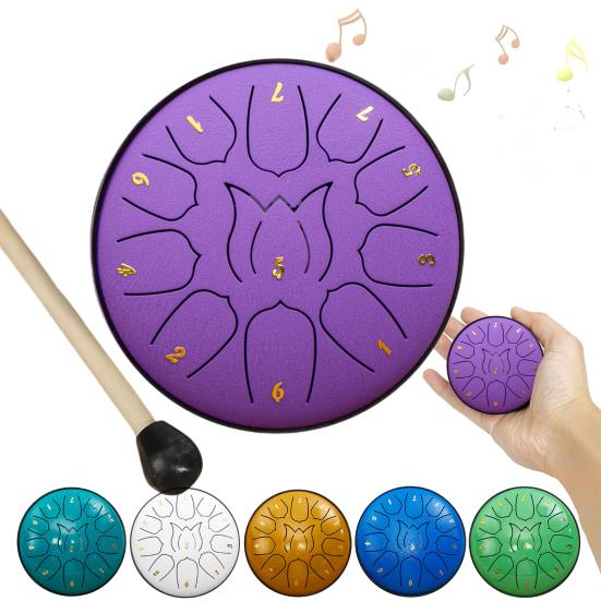 Steel Tongue Drum Set Ethereal Drum with Bag Sticks Music Book Drum Holder Sound Healing Hand Drum for Meditation Yoga Chakra Music Therapy