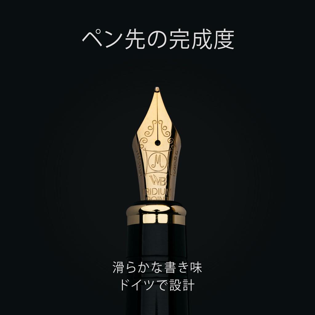 Wordsworth Black Primoli Fountain Pen Set with Medium Gift 24 Ink Refill and Perfect for and Smooth and & [Green Gold] Nib, Case, Cartridges,