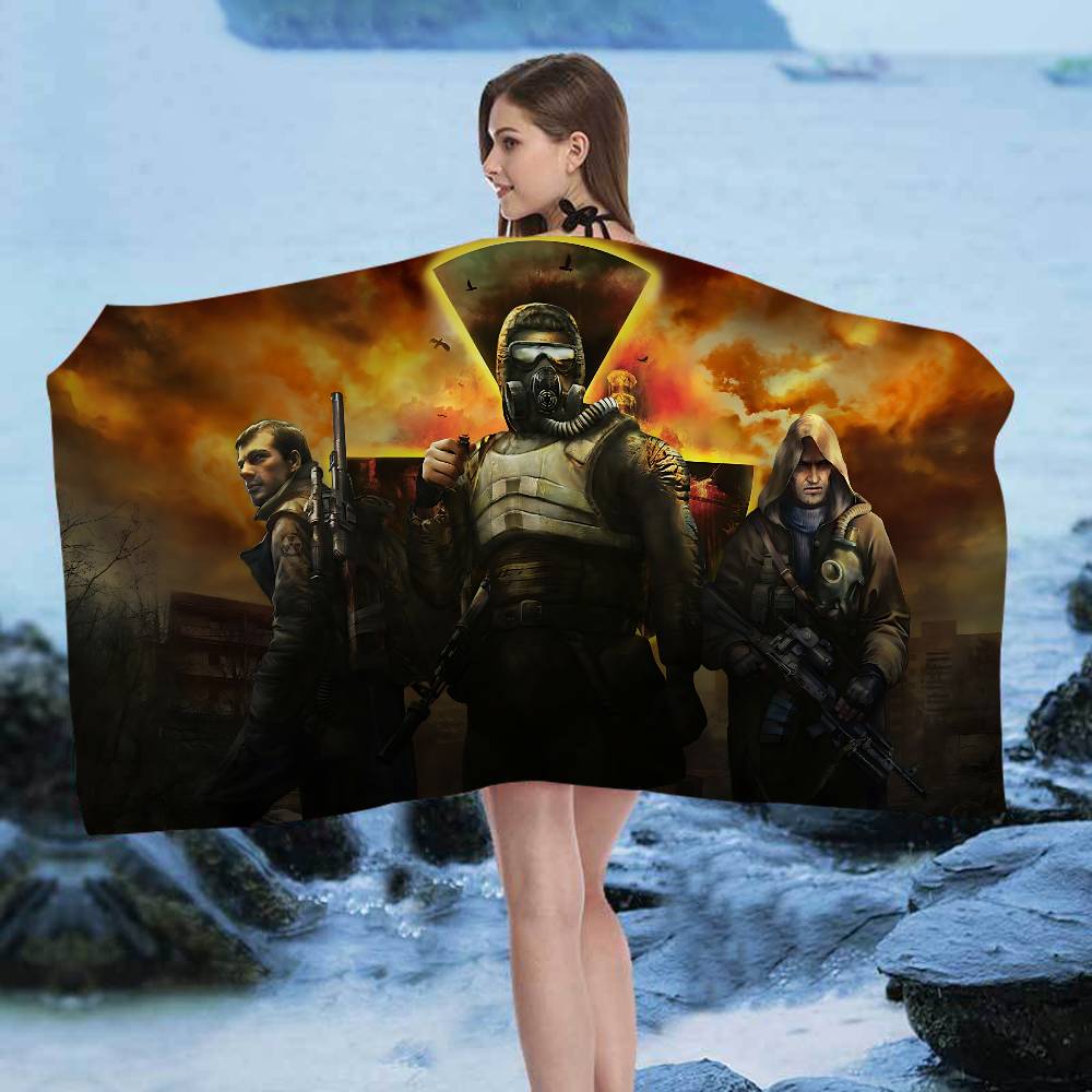 Horror Game S-Stalker Anime Beach Swimming Towel Soft Absorbent Washcloth Children's Gifts for Kids Travel Camping Gym