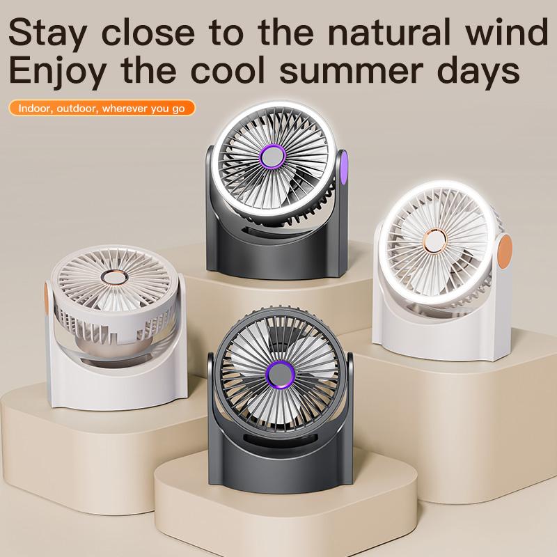 Air Circulation Fan Portable Light Cycle Fan USB Rechargeable Desktop Circulating Fan 4 Speeds Adjustment Mini Camping Fan