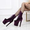 20CM Sexy Women Boots High Heels Lace Up Ankle Boots Sexy Stripper Shoe Pole Dancing Shoes Plus Size