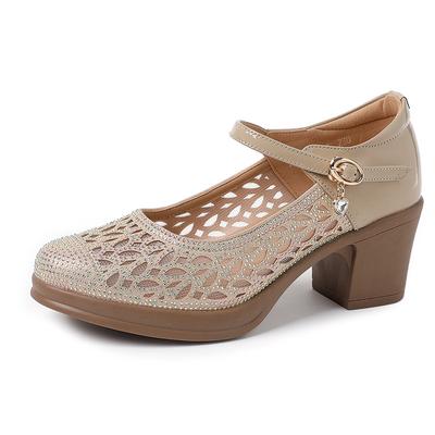 Мода GKTINOO 2025 Весна Осень Обувь Женская Натуральная Кожа Женские Туфли Леди Платформа Ажурные Стразы Высокий Каблук Женская Обувь