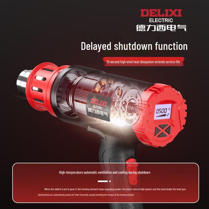 DELIXI ELECTRIC Промышленный строительный фен 2000 Вт, штекер CN (адаптер в комплекте)