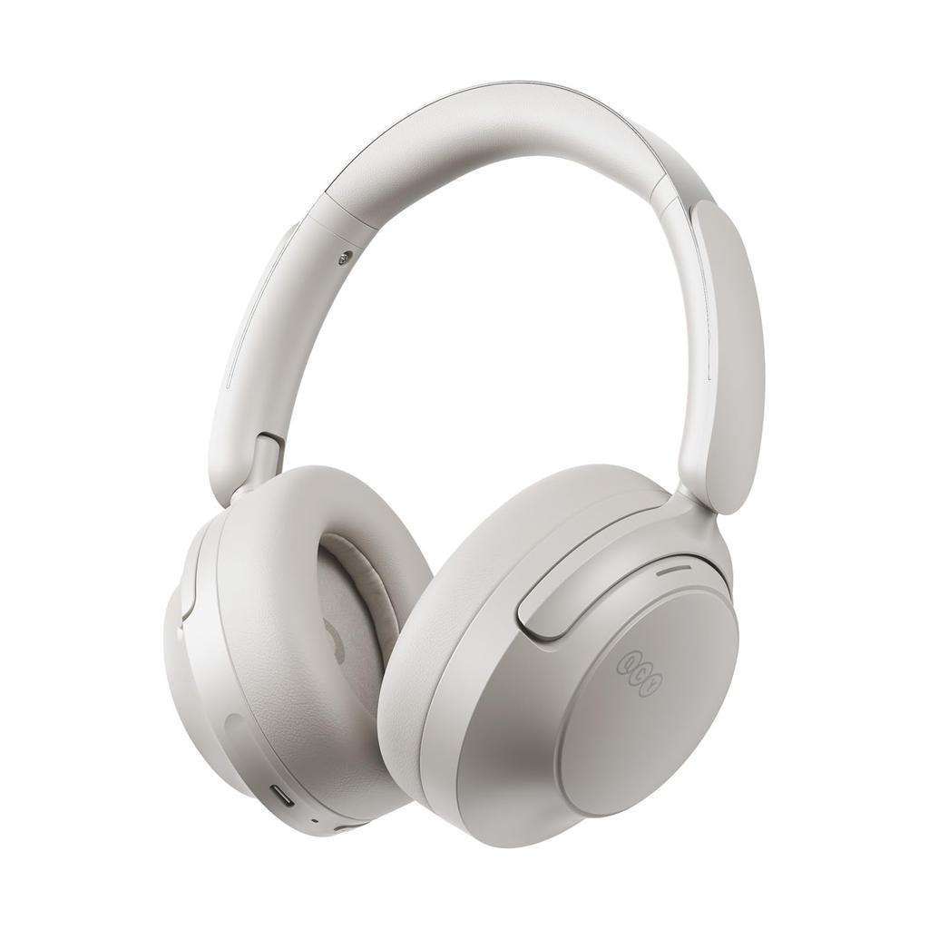 QCY H3S Wireless Bluetooth Headphones Dual Driver ANC -56dB Hi-Res LDAC 102-Hour Playback White Multipoint