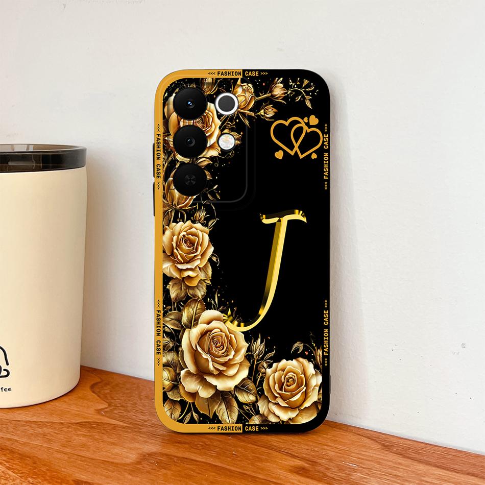 Чехол для телефона Realme C85 Pro Цветы Имя Буквы Мягкий Жидкий Силикон Чехол с Полной Защитой Для Realme C 85 Ударопрочный Корпус