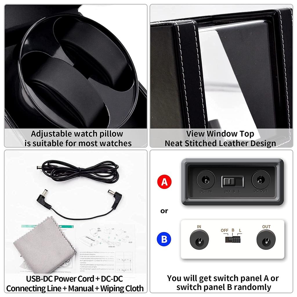 2 Watch Winders for Automatic Watches with Quiet Japanese Mabuchi Motor,Automatic Watch Winder for Men's and Women's Watches