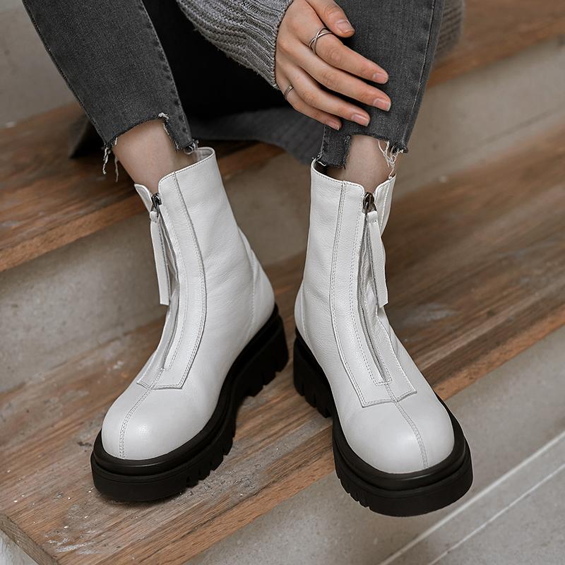 New Style Boots Sexy Women 'S Leather Autumn Platform Black Casual Platform Shoes Women 'S Shoes High Quality Motorcycle Boots