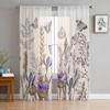 Vintage Herb Flower Butterfly Sheer Curtains For Living Room Bedroom Tulle Curtains Kitchen Window Treatments Panel Drapes