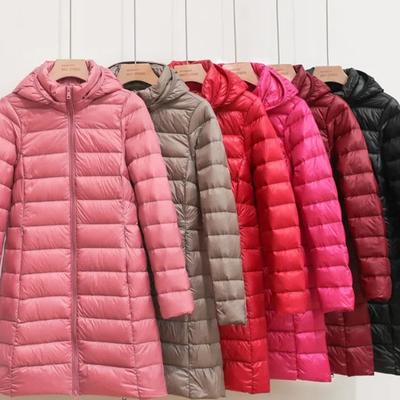 Женское легкое пуховое пальто средней длины с отстегивающимся капюшоном, куртка из пуха белой утки, теплое тренчкот большого размера в корейском стиле для холодной погоды