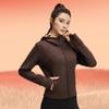 Куртка для йоги Juyitang Velvet Hooded Yoga Jacket - персикового цвета, утолщенная, свободного кроя с карманами