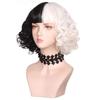 Soowee Synthetic Long Half Black and White Wig Wavy Women's Curly Costume Wigs Lolita Cosplay Wig For Halloween Carnival Party