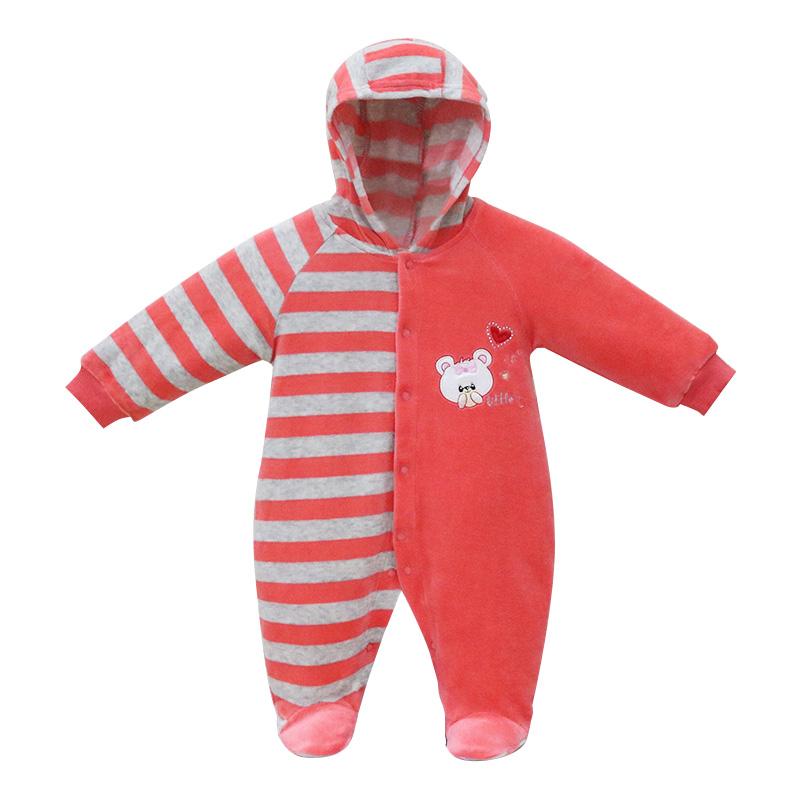 Newborn Baby Boy And Girl Infant Hooded Clothing Velvet Winter Spring One Piece Kid Long Sleeve Kidswear Aapparel Newborn Suits Tddler Romper
