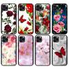 Черный чехол из ТПУ для iPhone 5 5S SE 2020 6 6S 7 8 plus x 10 XR XS 11 12 mini pro MAX сзади Красная бабочка на цветке розы Прозрачный