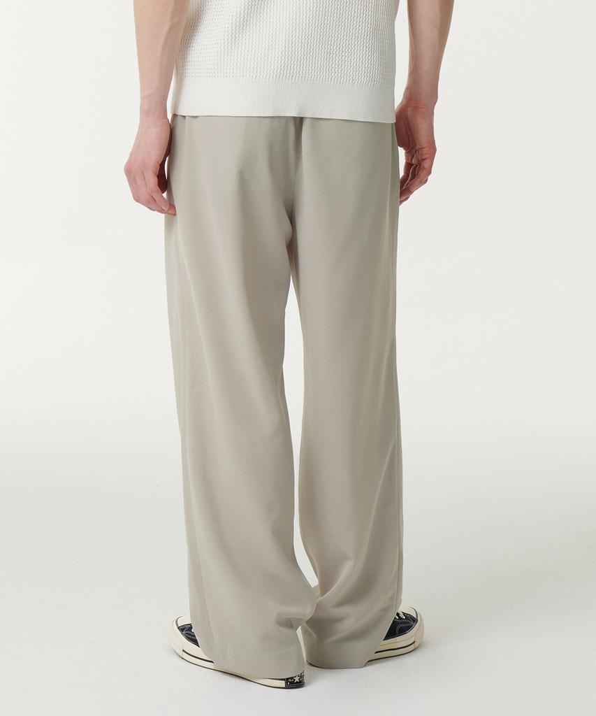 MUSINSA STANDARD Linen-Like One-Pleat Wide Elastic Pants [Light Beige]