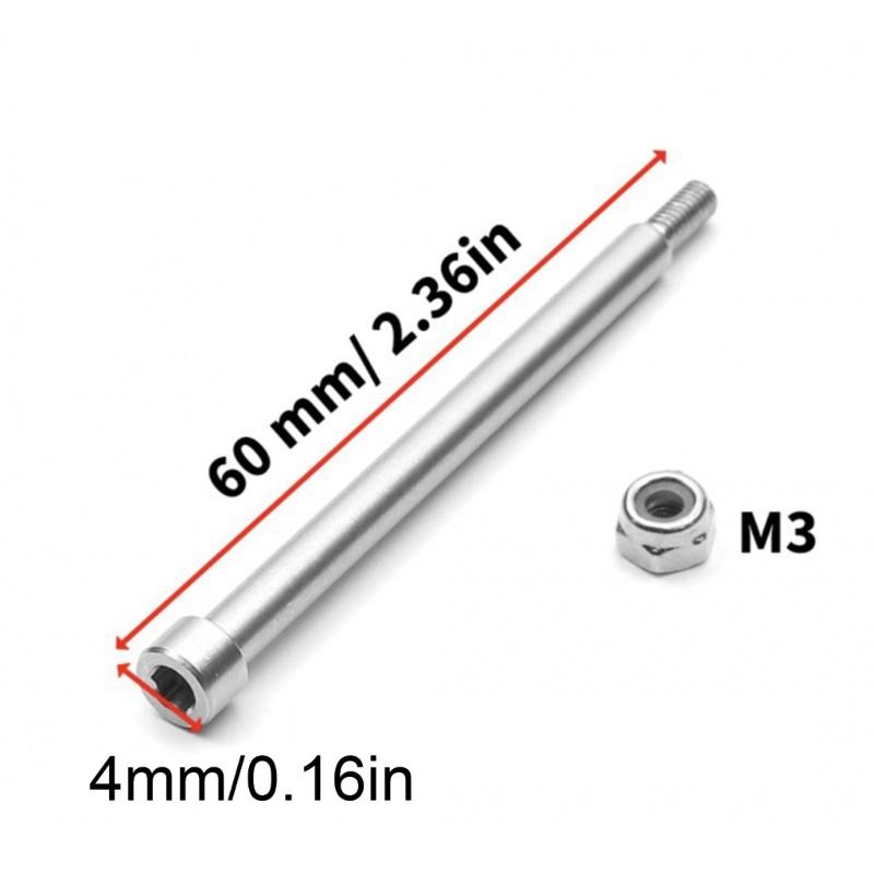 4Pcs 4x60mm Stainless Steel Threaded Hinge Pins A-Arm with Nuts Set for Remote Control Car Replacement Accessories Set