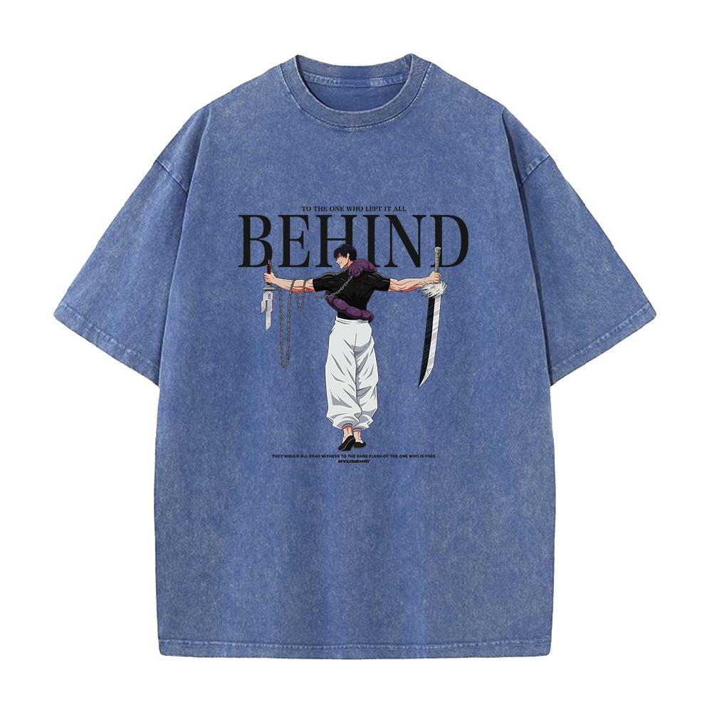 Фушигуро Тодзи Магическая битва Washed T Shirt Манга Футболка Мужская Женская Уличная Футболка С коротким рукавом Хлопок Свободная Футболка Одежда