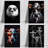 Черно-белые милые животные, солнцезащитные очки, принт, плакат, холст, картины, современная настенная художественная картина для гостиной, спальни, домашний декор, без рамки