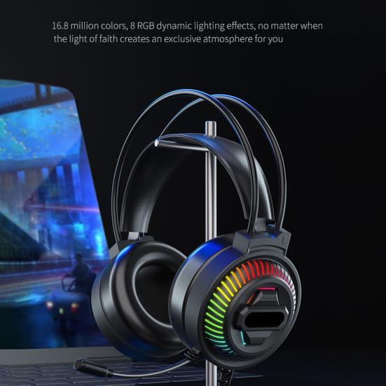 Проводные наушники PSH-400 Светящиеся Шумоподавляющие 3,5 мм USB Hi-Fi Стерео Игровая Гарнитура с Микрофоном для Настольного ПК