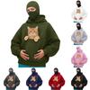 Women's Solid Color Masked Design Double-layer Hooded Zipper Hoodie Top