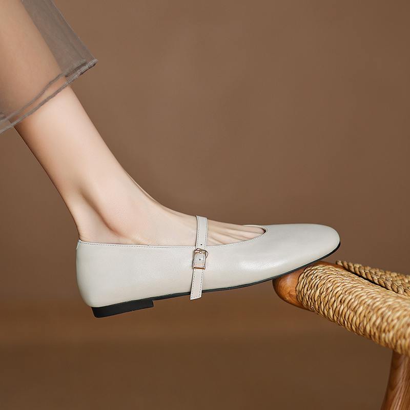 Krazing Pot Кожа коровы весна лето размер 41 толстый низкий каблук плоский с круглым носком женские неглубокие балетки