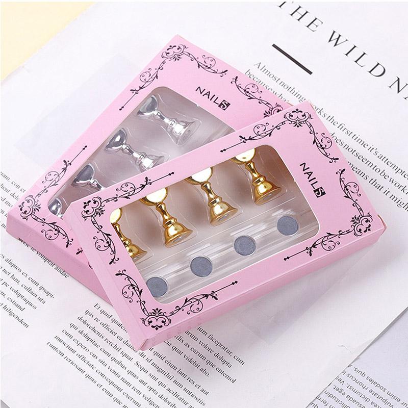 5pcs/Set Nail Practice Base Fake Nails Showing Stand Clay Finished Nail Art Finger Rest Nail Tip Seat Magnetic Nail Holder