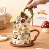 Креативная керамическая чашка с крышкой, кружка с изображением животных, подарочный набор для пары, чашка для воды, большая емкость, чашка с ручкой, милая