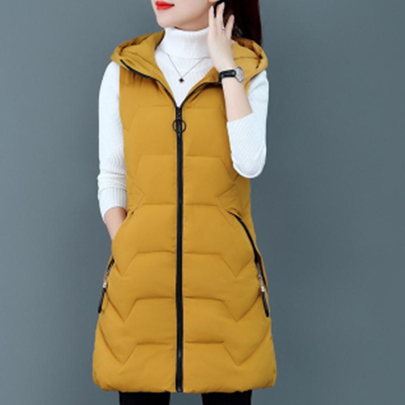MAITA модный осенне-зимний длинный хлопковый жилет женская куртка корейское пальто без рукавов с капюшоном плюс размер тонкий теплый женский жилет