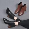 Pointed Fashion Boots Women's Boots First Layer Cowhide Thick Heel High Heel Boots Simple Temperament Straight Boots