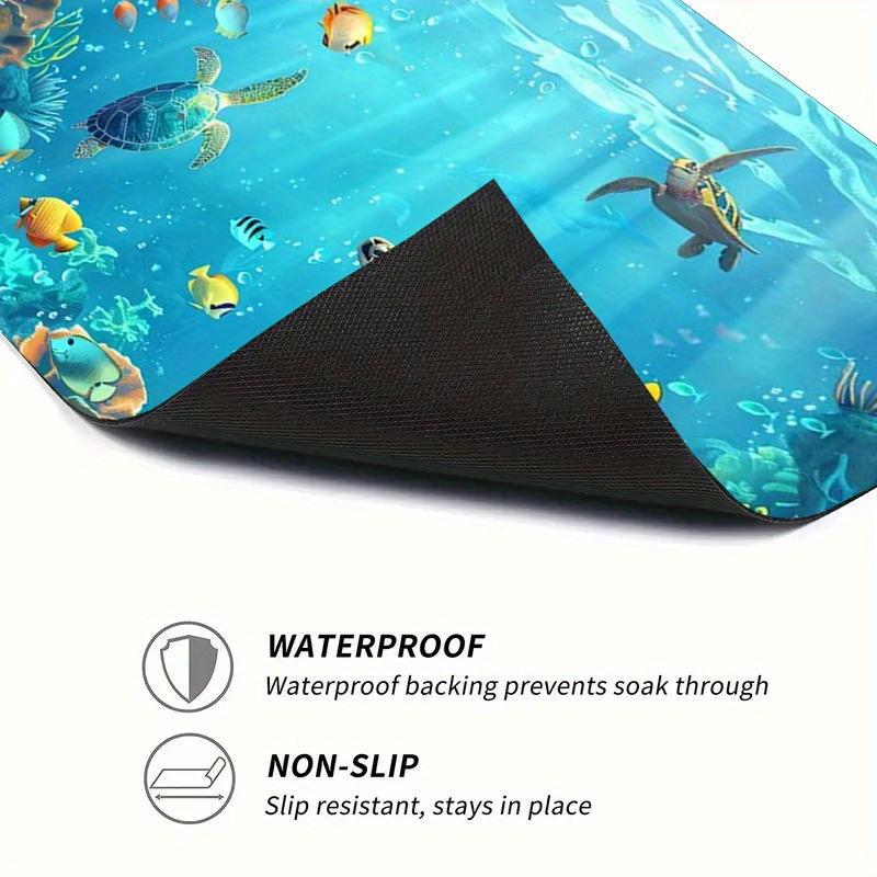 1Pcs Rubber Drying Mat With Ocean Pattern For Coffee Shop Restaurant Kitchen Carpet Tableware Durable Diatom Mud Table Mat Pet Mat Coffeeware