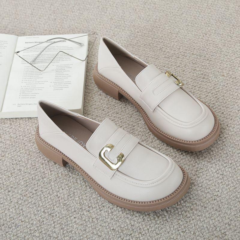 British Love Женские 2025 Весна Новые Однотонные Туфли на Плоской Подошве Мягкая Подошва Универсальные Маленькие Кожаные Туфли Однопедальные Однотонные Туфли Женские