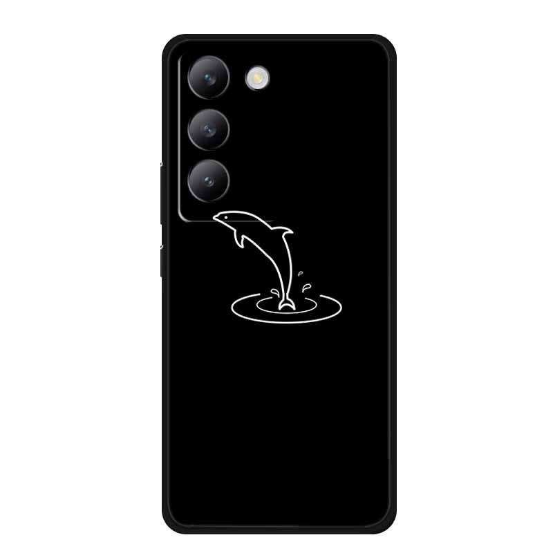 Vivo V40 SE Черный Мягкий Чехол из ТПУ для Телефона - Простой Дизайн с Линиями