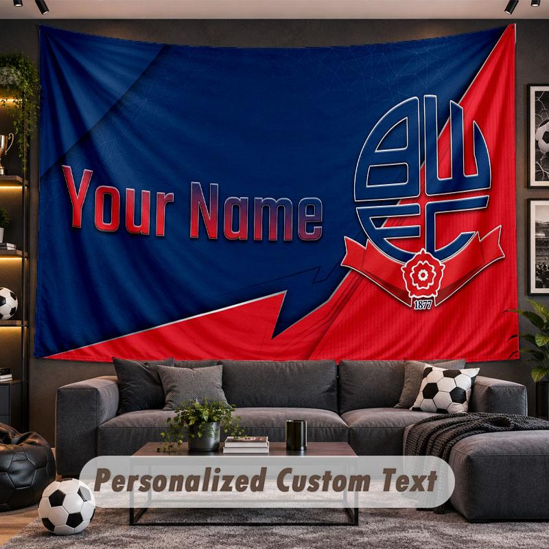 Wall Hanging Tapestry Custom NameBolton Wanderers FC Pattern Personalized Printed Fabric Wall Decor