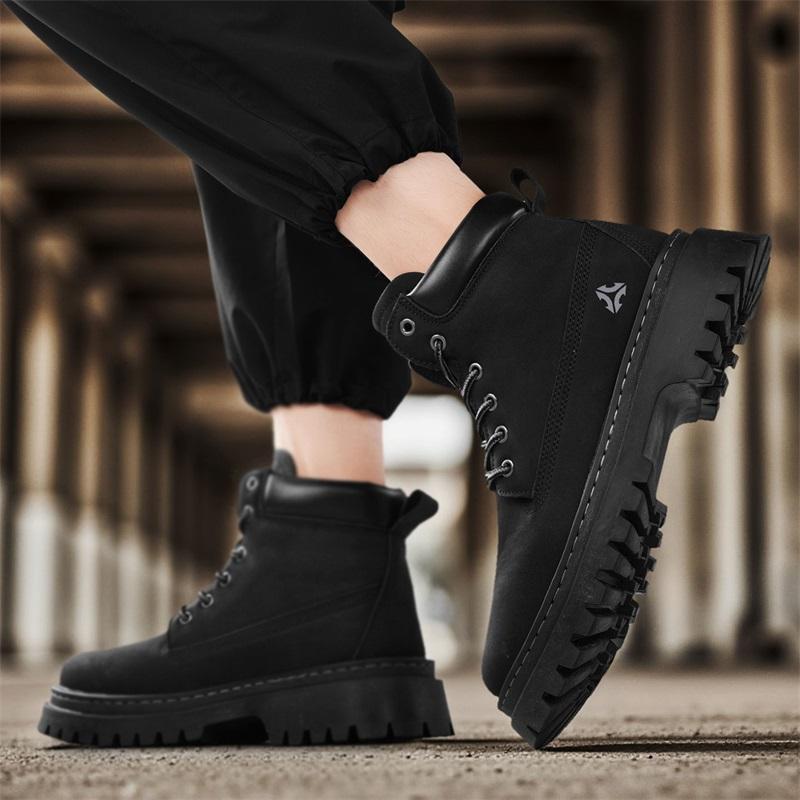 New Fashion Autumn And Winter Men's High Top Martin Boots Students Male Boys Trending Soft Sole Work Shoes Labor Protection Martin Sneakers