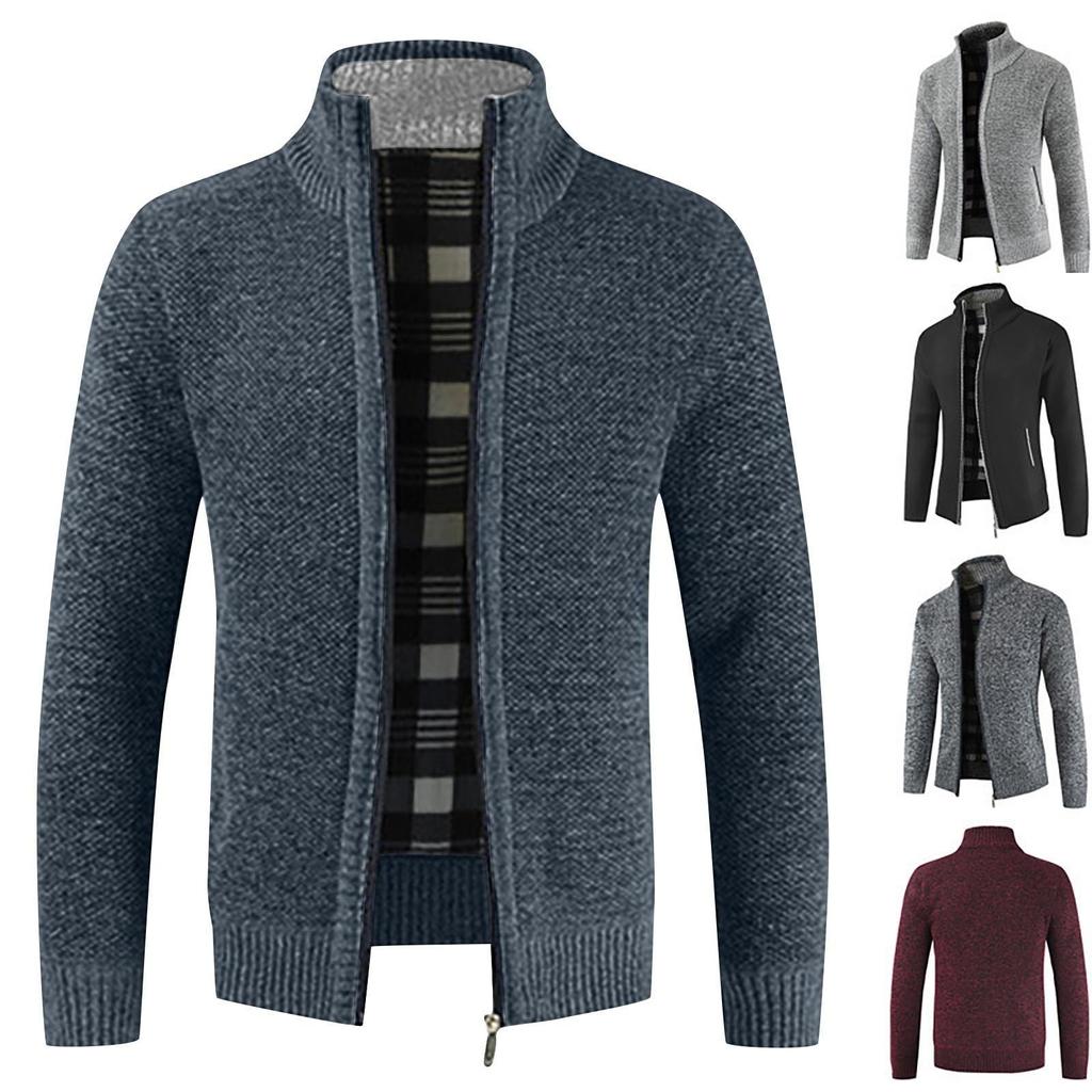 And Winter Men's Fashion Loose Cardigan Warm Lapel Hooded Jacket Sweater