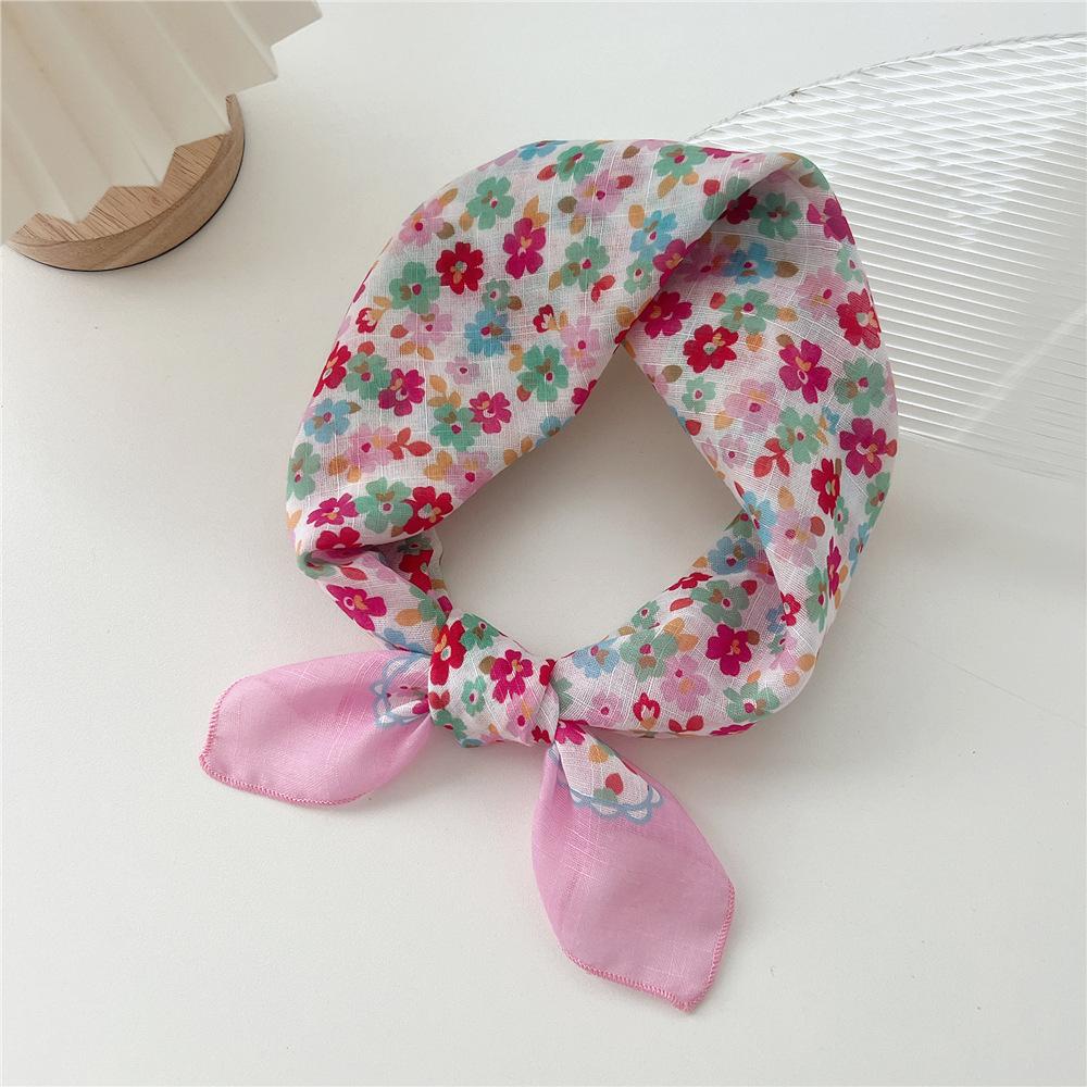 Маленький квадратный шарф из хлопка и льна, шелковый шарф, женский, весна и осень, новый стиль, художественный и универсальный, модный, темпераментный шарф-повязка на голову