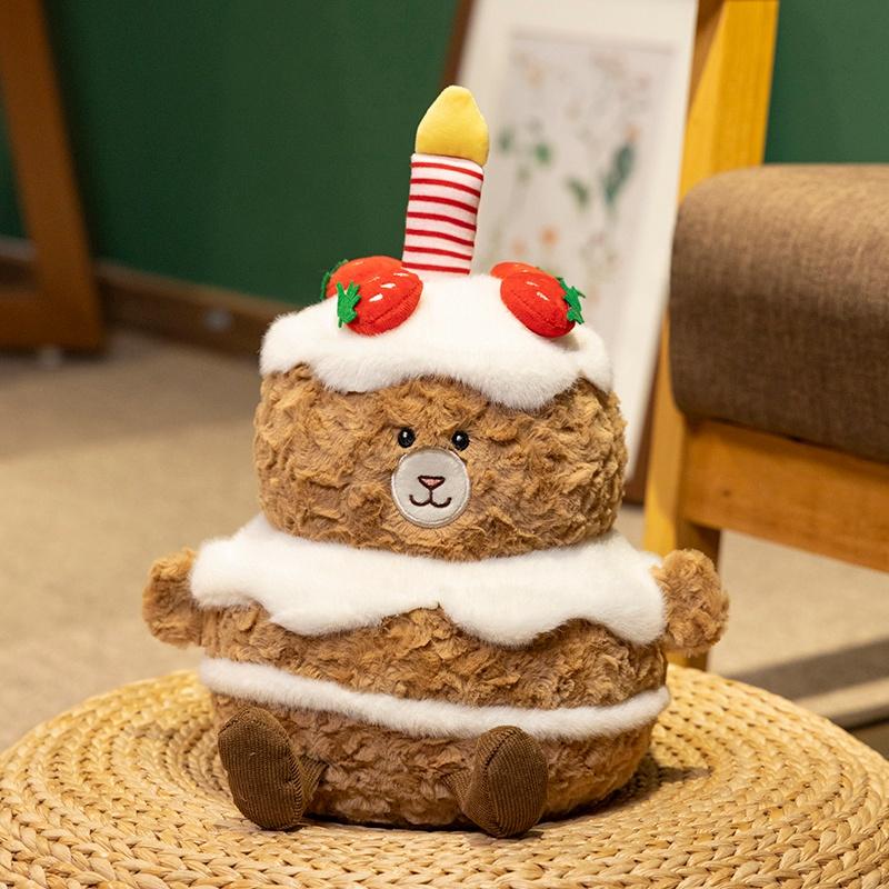 Cute Strawberry Cake Bear Modeling Plush Doll Kawaii Stuffed Animal Home Decor Birthday Gifts
