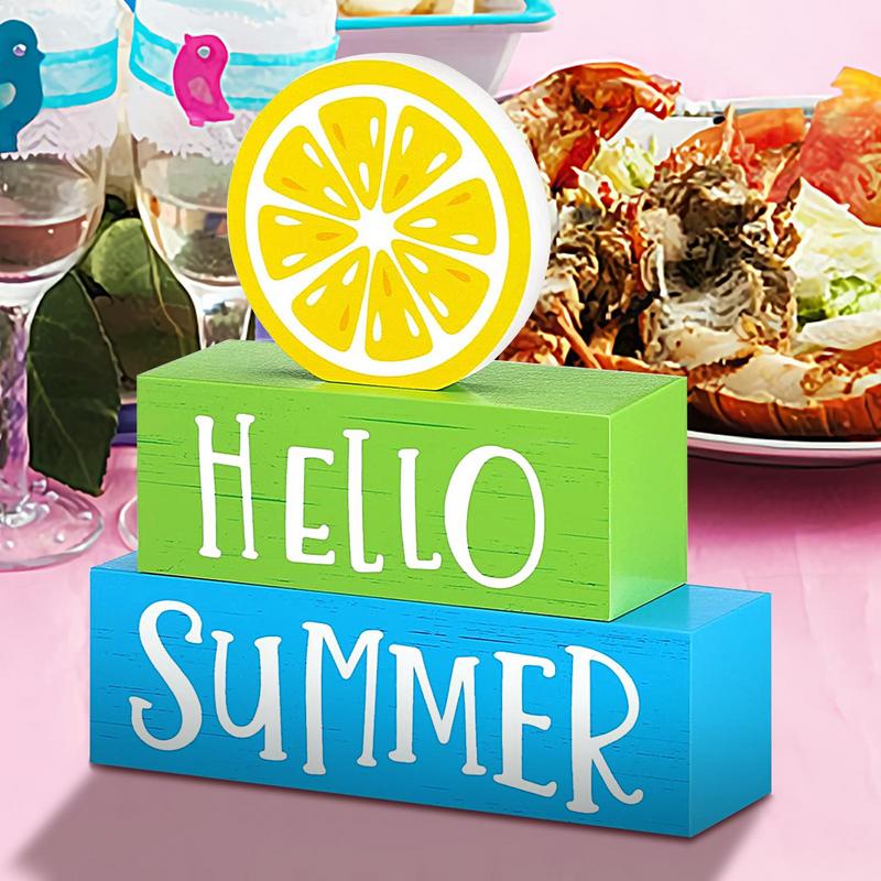 Привет Знак Лимон Знак Деревенский Красочный Многоярусный Поднос Доска Отдельно Стоящее Праздничное Украшение Для Дома Настольное Центральное Украшение Каминная Полка Письменный Стол