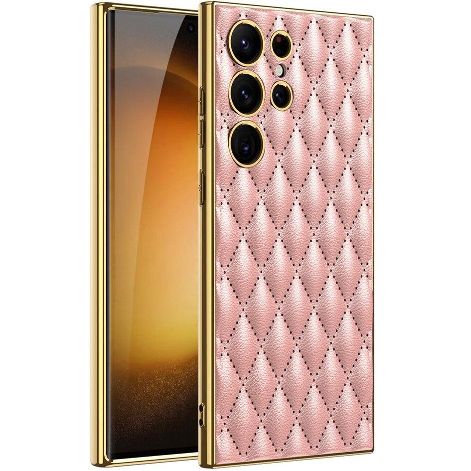 Case for Samsung Galaxy S24 Ultra, Leather Rhombus, pink