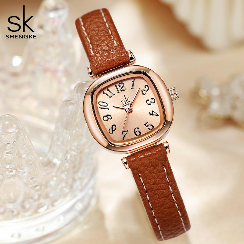Женская мода Shengke Sk Часы Элегантные женские кварцевые наручные часы Оригинальные женские часы Relogio Feminino