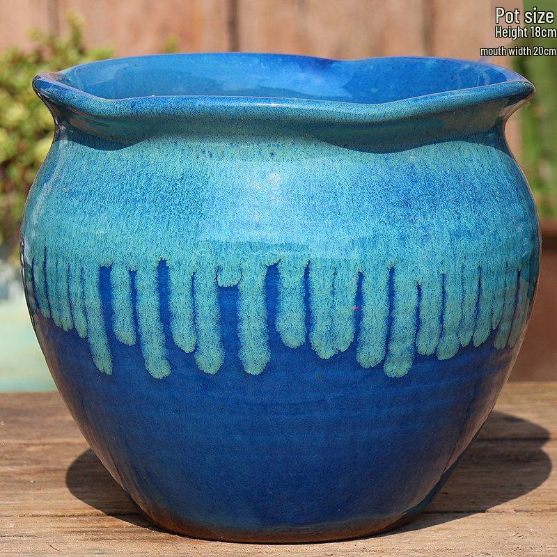 Large Ceramic Terracotta Flower Pot for Balcony and Living Room - Ideal for Succulents, Orchids, Green Radish, and Plants