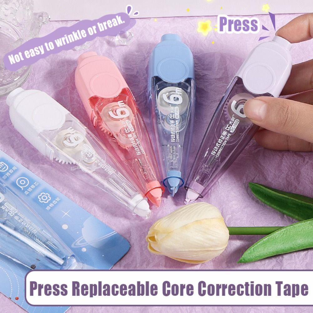Silent Correction Tape Replaceable Core Press Type Student Alteration Tape 6M Large Capacity Correction Stationery