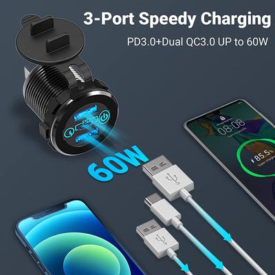 12 В 24 В несколько USB-розеток PD 20 Вт USB-C два порта QC3.0 с выключателем питания Автомобильный USB-порт 12 В розетка для автомобиля RV Лодка Морской грузовик
