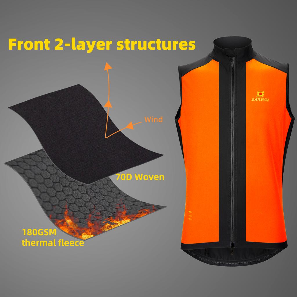 Darevie Women's Cycling Vest Autumn Winter Windproof Warm Road Bike Vest with Double Zippers Quick Dry Series