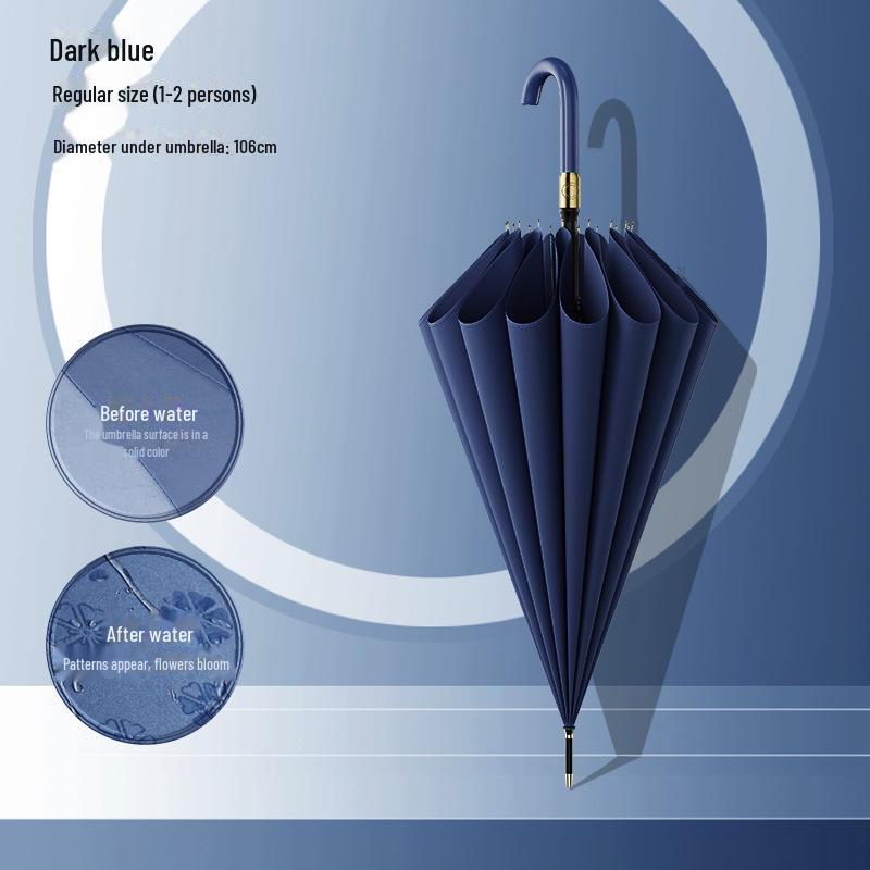 Водонепроницаемый автоматический зонт большого размера с 16 спицами и изогнутой ручкой для мужчин и женщин